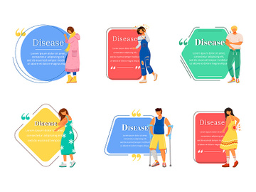 Disease flat color vector character quote set preview picture