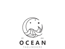 Minimalist ocean logo design with a round shape, ocean beach, sea water, simple, unique and modern