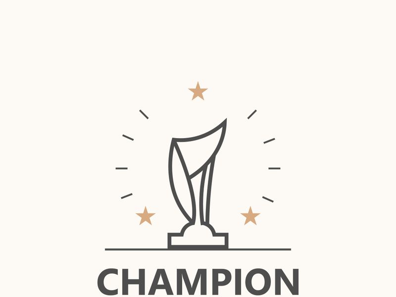Modern trophy line art logo winner and championship cup design, minimalist simple element