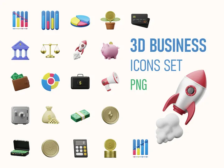 3D Business & Finance icons, 3D Rendering