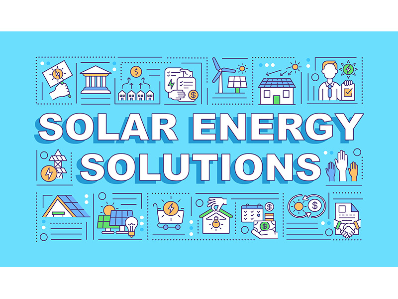 Solar energy solutions word concepts banner