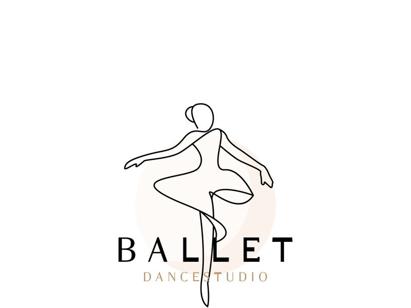 Ballet Dance studio logo design. Silhouette of a girl Dancing class abstract figure illustration