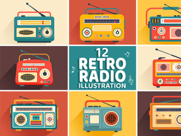 12 Retro Radio Illustration preview picture