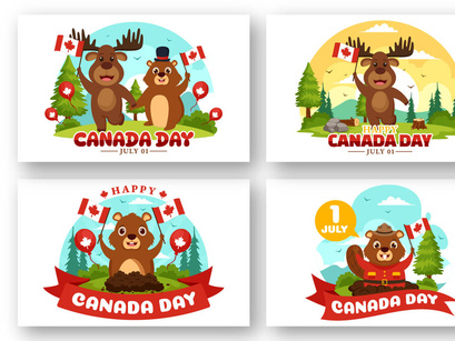 12 Happy Canada Day Illustration