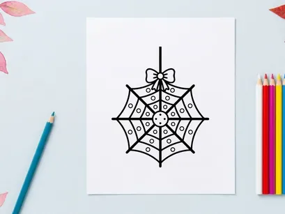 Handgezeichneter Halloween-Diamant-Schneeflockenschmuck. Vintage-Stil-Holiday-Papierausschnitt mit Spinnweben- und Perlenakzenten.