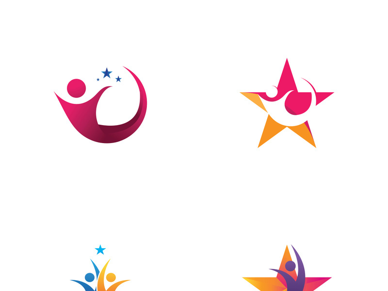 Logo design of people with stars to achieve success.