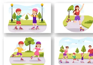13 Riding Roller Skates Illustration