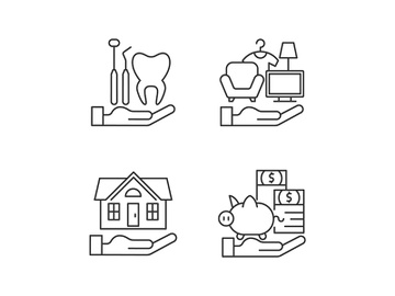Insurance and protection linear icons set preview picture