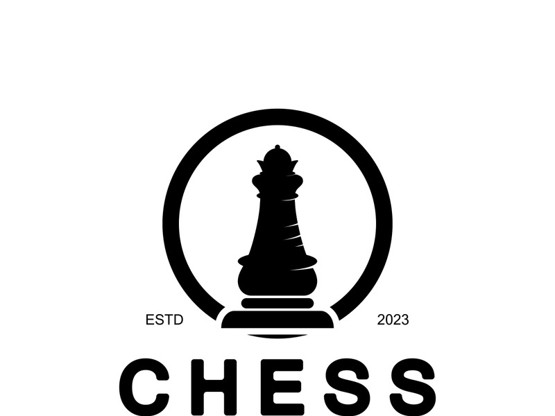 Chess strategy game logo with horse, king, pawn, minister and rook. Logo for chess tournament, chess team, chess championship, chess game application.