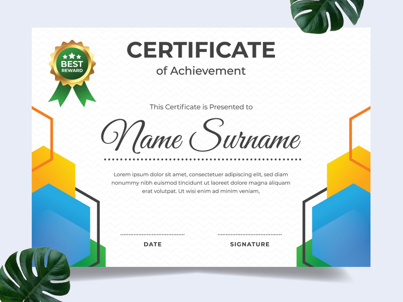 Modern certificate design template