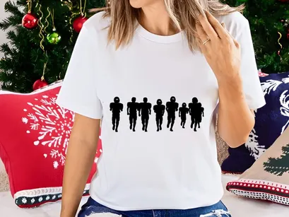 American football players running in unison silhouette