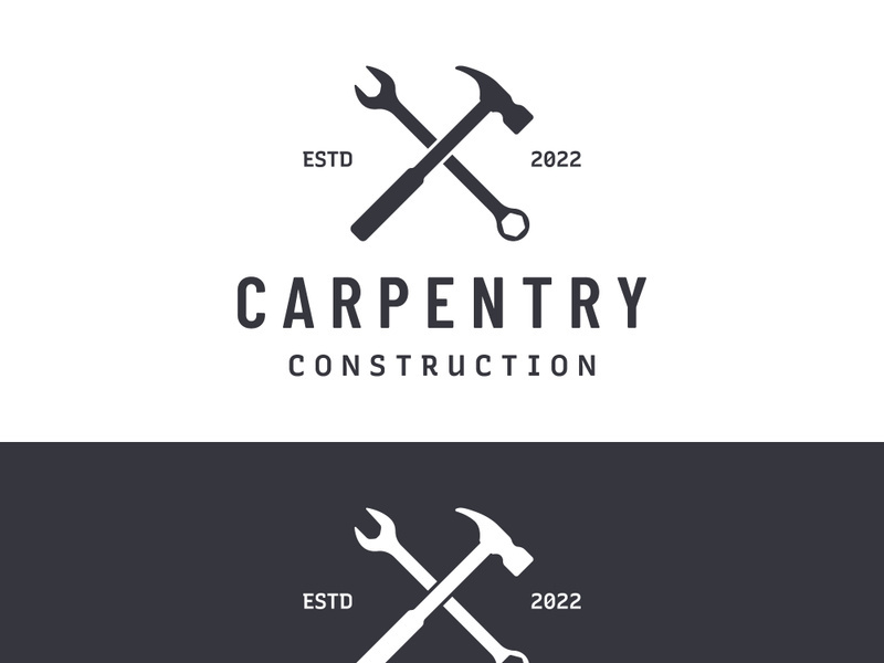 Vintage retro crossed hammers logo.