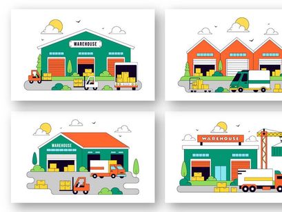 10 Warehouse Vector Illustration