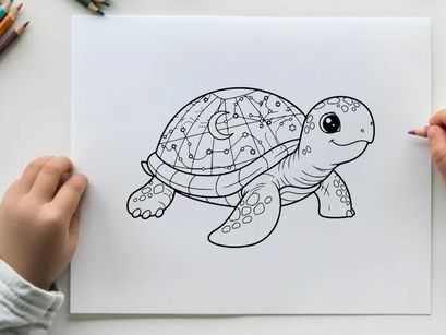 Cute turtle with world map shell vector illustration flat design