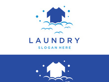 Laundry logo creative design with concept of washing machine, clothes or clothes, foam. Logo for washing , badge,company.