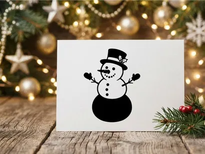Schwarz-weiß Schneemann-Symbol mit Zylinder für Weihnachtsprojekte