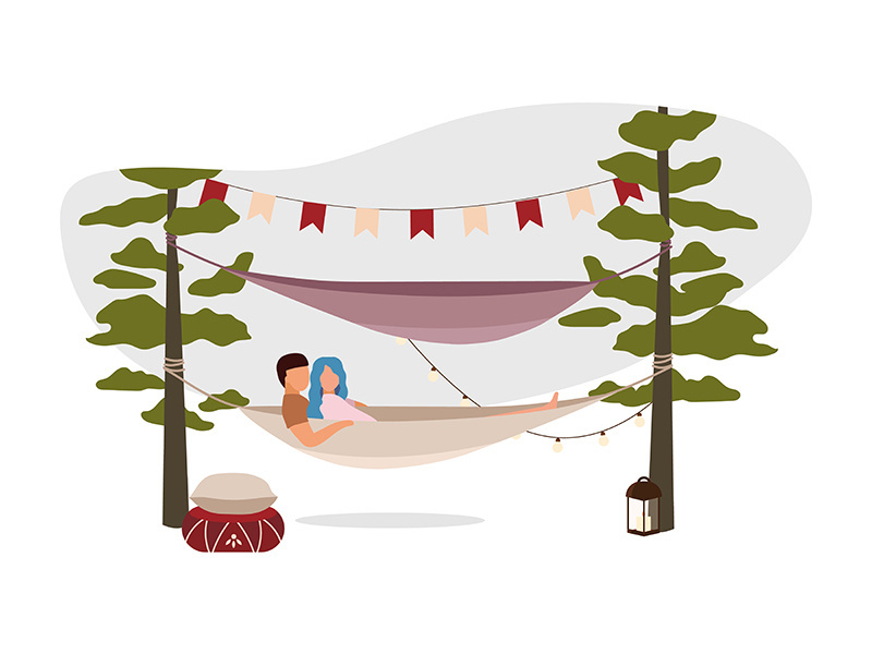 Romantic weekend outdoor 2D vector isolated illustration