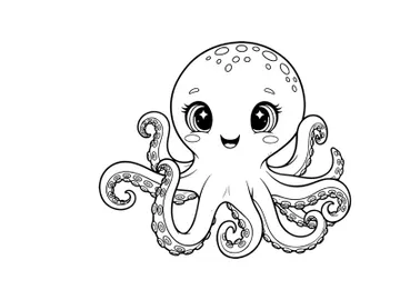 Cute cartoon octopus smiling vector illustration flat design preview picture