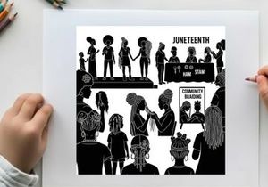 Juneteenth celebration silhouette of community and freedom
