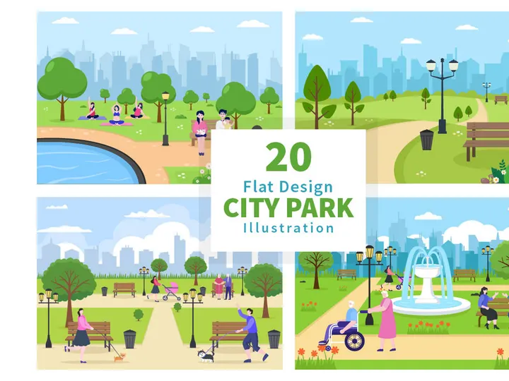 20 City Park Illustration