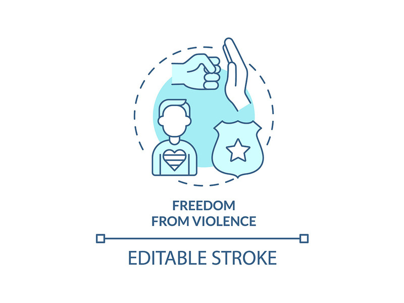 Freedom from violence turquoise concept icon