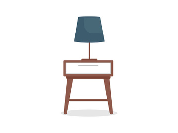 Bedside table with lamp semi flat color vector object preview picture