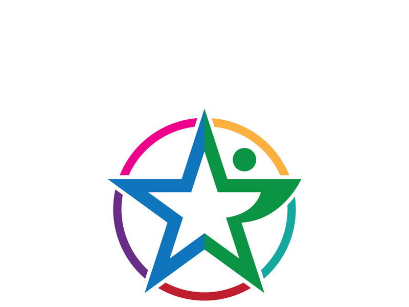 People star logo design to achieve a success or dream.