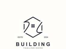 Building logo construction modern real estate symbol for architecture house and property design