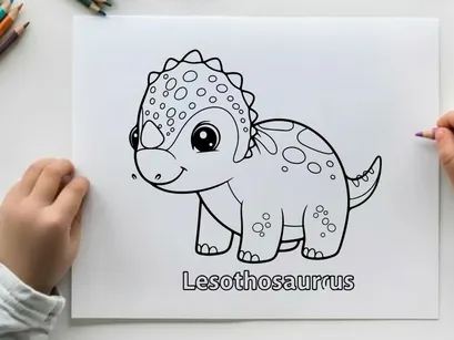 Cute Lesothosaurus dinosaur vector illustration flat design