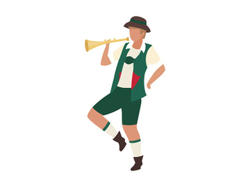 Bavarian man with trumpet semi flat color vector character preview picture