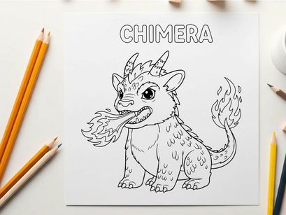 Mythical chimera creature growling fire vector illustration