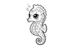 Cute cartoon seahorse with hearts vector illustration