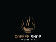 Coffee Shop logo minimalist and simple hipster with cup outline vintage style