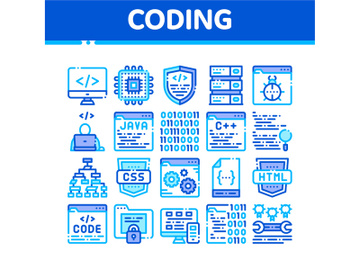 Coding System Vector Thin Line Icons Set preview picture