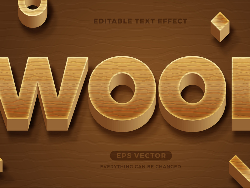 Wood editable text effect vector template