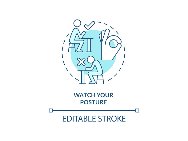 Watch your posture turquoise concept icon