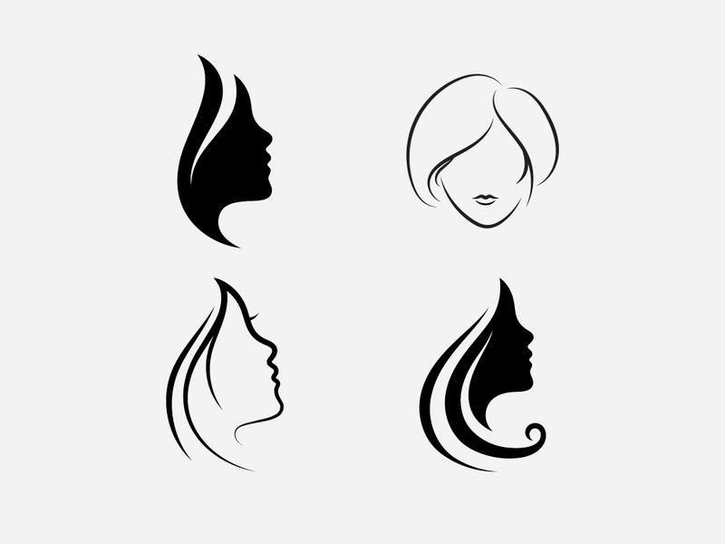 Hair woman and face logo and symbols