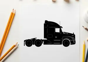 Silhouette of a semi truck with trailer