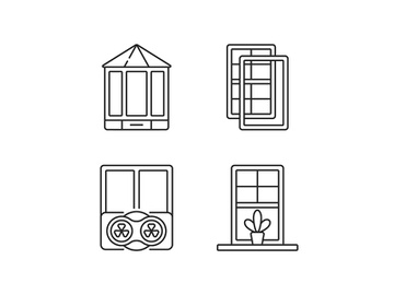 Doors replacement service linear icons set preview picture