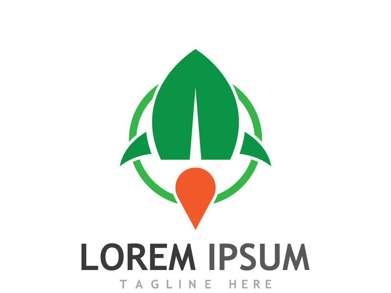 Natural green leaf logo design.