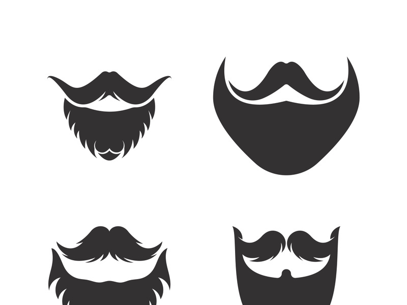Beard icon logo and mustache vector illustration design symbol