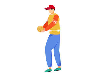 Adult man holding ball flat vector illustration preview picture
