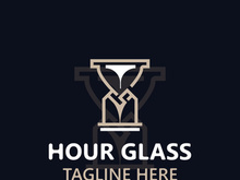 Hourglass logo ancient vintage style object design template flat vector