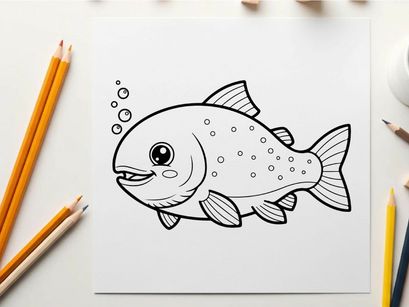 Cute cartoon fish swimming vector illustration flat design
