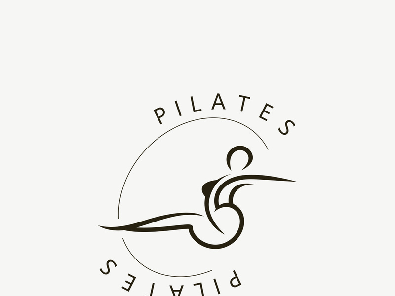 Abstract Pilates Logo, Yoga identity body balance vector monoline Design Template. wellness lifestyle