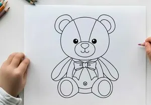 Cute teddy bear with bow tie vector illustration flat design