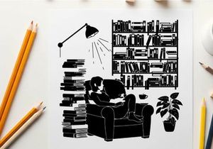 Silhouette of a person sitting in a cozy reading nook