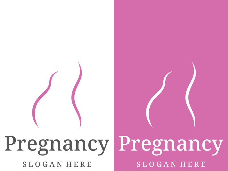 Abstract logo of mother or woman carrying baby or pregnant. Logos for clinics, pharmacies and hospitals.