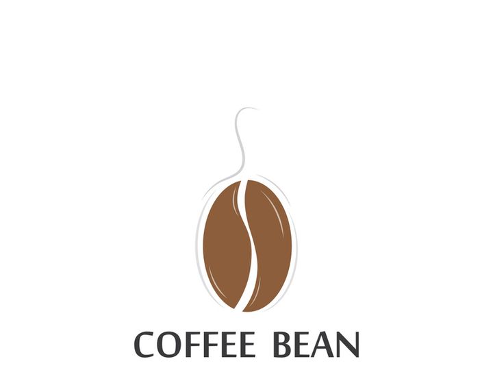Coffee bean logo for cafe, business, label.