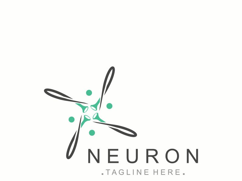 Neuron logo or nerve cell healthy abstract molecule design template